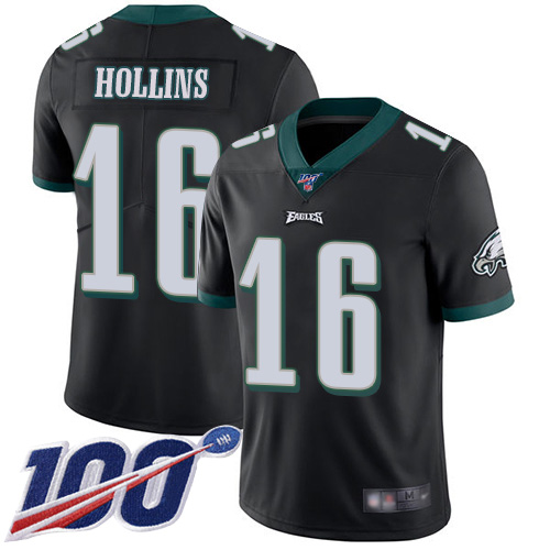 Men Philadelphia Eagles #16 Mack Hollins Black Alternate Vapor Untouchable NFL Jersey Limited Player->nfl t-shirts->Sports Accessory